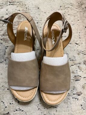 SODA Taupe Open-Toe Ankle-Strap Sandals